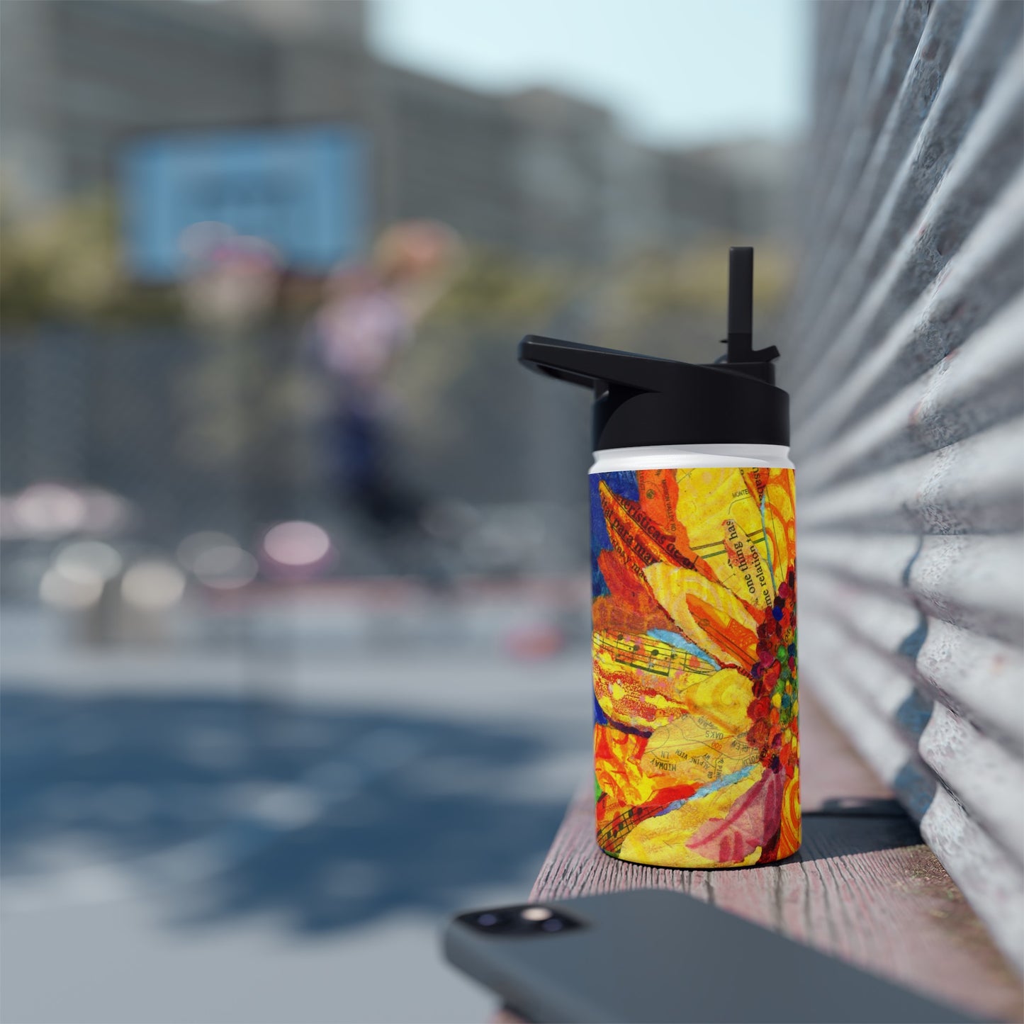 Sunflower Stainless Steel Water Bottle, Standard Lid