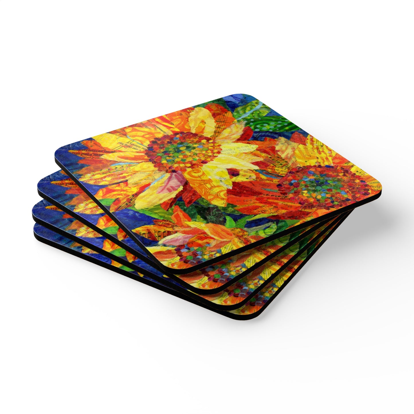 Sunflower Trio Corkwood Coaster Set