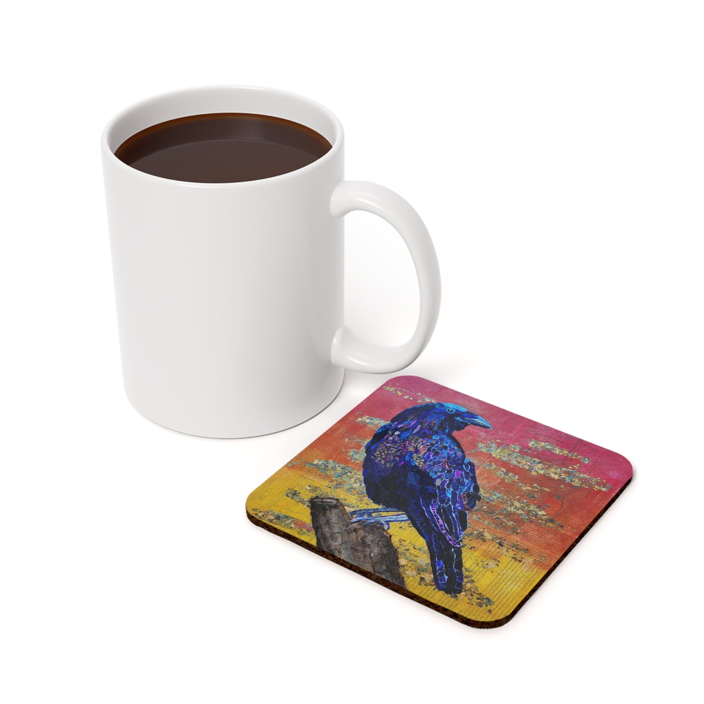 Ballad of the Sunset Crow Cork Back Coaster